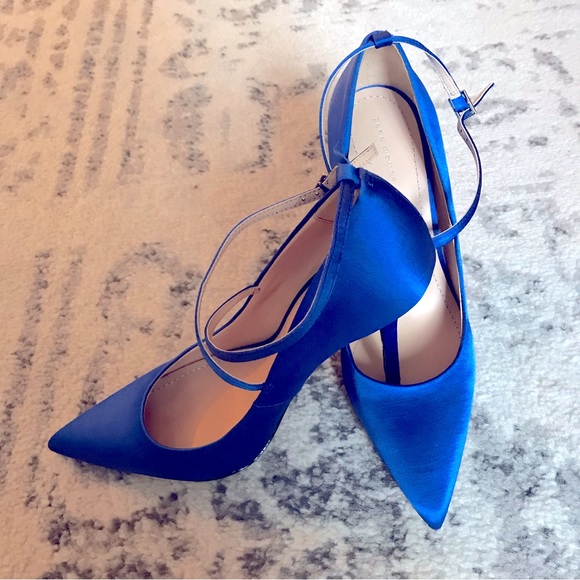 NWT Zara Strappy Satin Heels in Cobalt Blue - Picture 2 of 16
